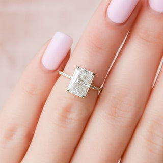3.50CT Radiant Cut Hidden Halo Pave Diamond Moissanite Engagement Ring