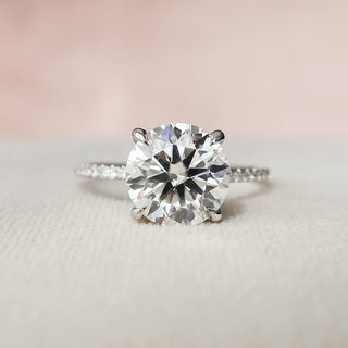 2.50CT Round Cut Hidden Halo Pave Diamond Moissanite Engagement Ring