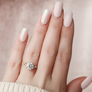 2.0CT Round Brilliant Cut Cluster Diamond Moissanite Engagement Ring