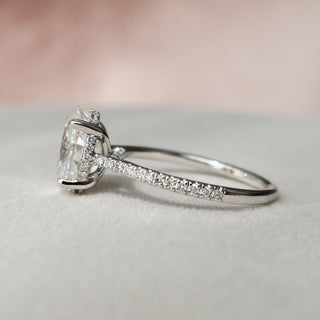 3.0CT Oval Hidden Halo Cathedral Pave Moissanite Diamond Engagement Ring