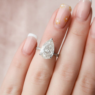 4.50CT Pear Moissanite Vintage Pave Diamond Engagement Ring