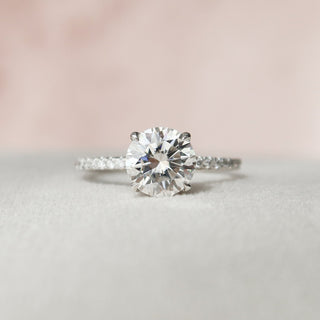 1.50CT Round Hidden Halo Pave Diamond Moissanite Engagement Ring