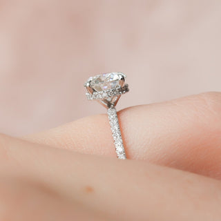 1.50CT Round Hidden Halo Pave Diamond Moissanite Engagement Ring