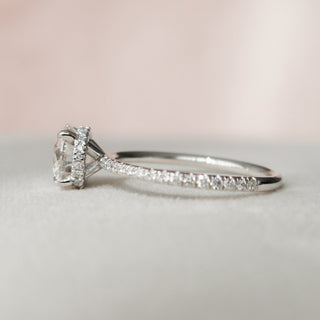 1.50CT Round Hidden Halo Pave Diamond Moissanite Engagement Ring