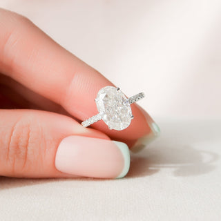 3.50CT Oval Cut Hidden Halo Pave Diamond Moissanite Engagement Ring