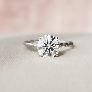 2.50CT Round Hidden Halo Twisted Moissanite Diamond Engagement Ring