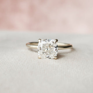 2.0CT Cushion Cut Hidden Halo Solitaire Moissanite Diamond Engagement Ring
