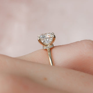 2.0CT Cushion Cut Hidden Halo Solitaire Moissanite Diamond Engagement Ring
