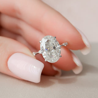 4.50CT Elongated Oval Moissanite Solitaire Diamond Engagement Ring