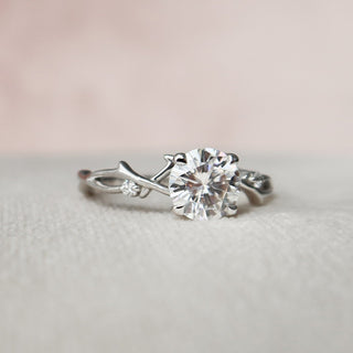 1.0CT Round Brilliant Twig Nature Inspired Moissanite Diamond Engagement Ring