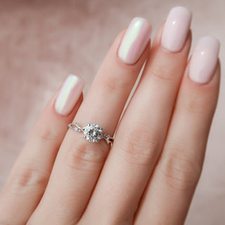 1.0CT Round Brilliant Twig Nature Inspired Moissanite Diamond Engagement Ring