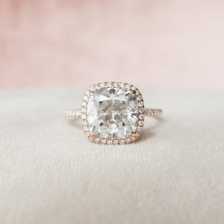 5.0CT Cushion Cut Halo Moissanite Diamond Engagement Ring