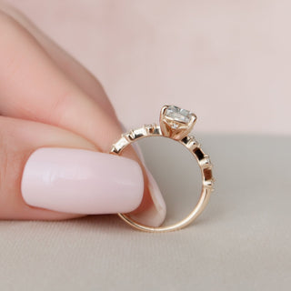 Bold 2.0ct cushion solitaire moissanite ring three quarter angled view