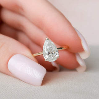 Refined 2.0ct pear hidden halo moissanite ring top view