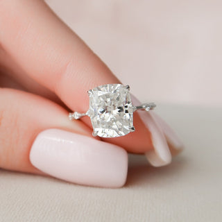5.0CT Elongated Cushion Solitaire Moissanite Diamond Engagement Ring