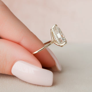 3.0CT Pear Cut Hidden Halo Solitaire Diamond Moissanite Engagement Ring