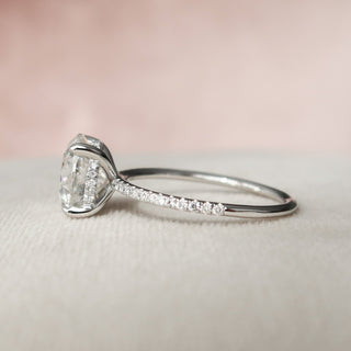 2.50CT Round Cut Hidden Halo Pave Diamond Moissanite Engagement Ring