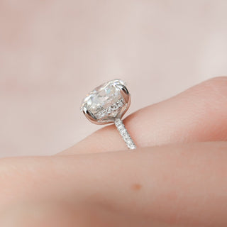 2.50CT Round Cut Hidden Halo Pave Diamond Moissanite Engagement Ring