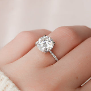 2.50CT Round Cut Hidden Halo Pave Diamond Moissanite Engagement Ring