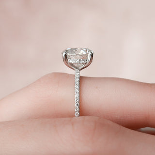 2.50CT Round Cut Hidden Halo Pave Diamond Moissanite Engagement Ring