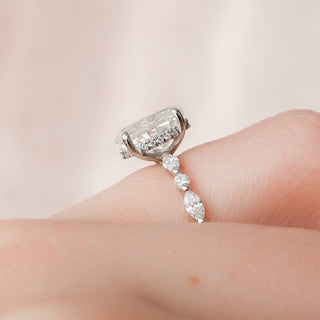 Gorgeous 2.0ct oval hidden halo moissanite ring three quarter angled view