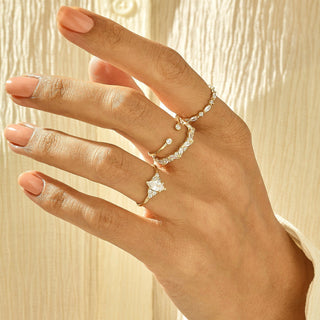 Round & Marquise Cut Diamond Cluster Wedding Band for Her