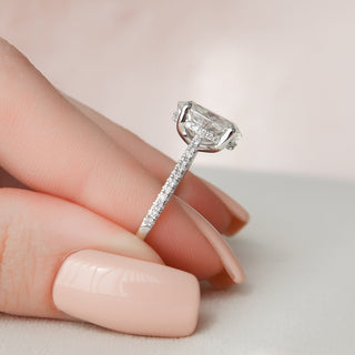 3.0CT Oval Hidden Halo Cathedral Pave Moissanite Diamond Engagement Ring
