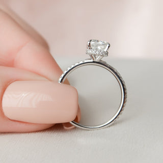 1.50CT Cushion Cut Hidden Halo Pave Diamond Moissanite  Engagement Ring