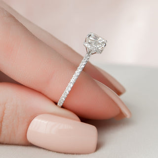 1.50CT Cushion Cut Hidden Halo Pave Diamond Moissanite  Engagement Ring