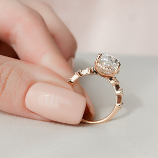 4.0CT Pear Hidden Halo Petite Pave Diamond Moissanite Engagement Ring