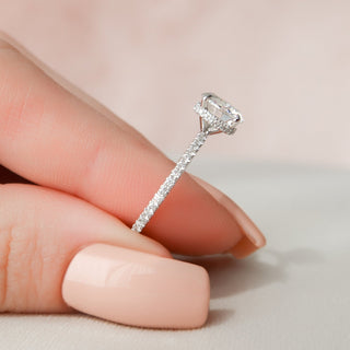 1.50CT Round Hidden Halo Pave Diamond Moissanite Engagement Ring
