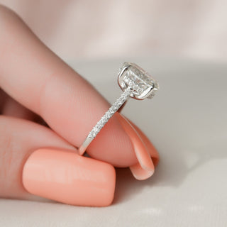 Graceful 2.0ct oval hidden halo moissanite ring top view