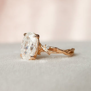 2.0CT Oval Cut Twig Nature Inspired Moissanite Diamond Engagement Ring