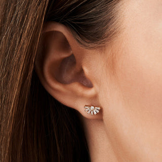 Tapered Baguette & Round Cut Diamond Unique Studs Earrings for Her