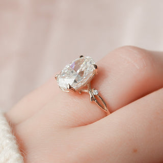 4.0CT Oval Twig Moissanite Diamond Engagement Ring