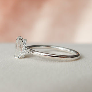 1.50CT Emerald Cut Hidden Halo Solitaire Moissanite Diamond Engagement Ring