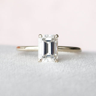 1.50CT Emerald Cut Hidden Halo Solitaire Moissanite Diamond Engagement Ring