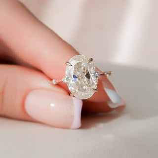 5.0CT Oval Cut petite Pave Diamond Moissanite Engagement Ring