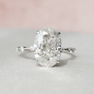 5.0CT Oval Cut petite Pave Diamond Moissanite Engagement Ring