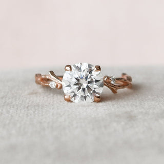 2.0CT Round Brilliant Cut Twig Nature Inspired Moissanite Diamond Engagement Ring