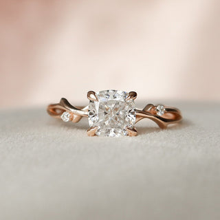 1.50CT Cushion Cut Branch Nature Inspired Moissanite Diamond Engagement Ring