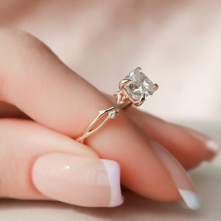 1.50CT Cushion Cut Branch Nature Inspired Moissanite Diamond Engagement Ring