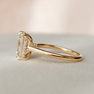 3.0 CT Emerald Cut Solitaire Moissanite Engagement Ring angle view