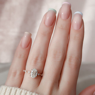 1.50CT Oval Cut Petite Pave Diamond Moissanite Engagement Ring