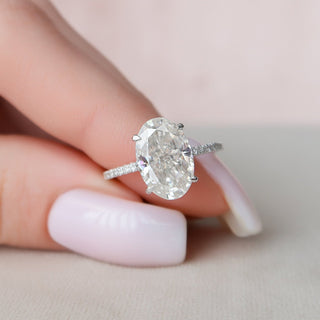 3.50CT Oval Hidden Halo Moissanite Diamond Engagement Ring