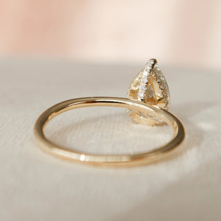 1.50CT Pear Cut Hidden Halo Solitaire Eternity Pave Moissanite Bridal Engagement Ring Set