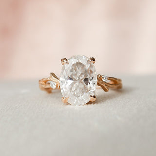 2.0CT Oval Cut Twig Nature Inspired Moissanite Diamond Engagement Ring