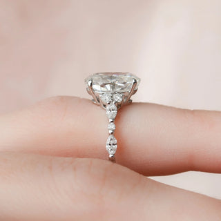 3.0CT Oval Cut Cluster Diamond Moissanite Bridal Engagement Ring Set
