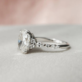 3.0CT Oval Cut Cluster Diamond Moissanite Bridal Engagement Ring Set