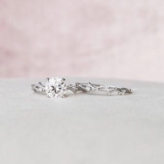 2.0CT Round Cut Twig Nature Inspired Moissanite Bridal Engagement Ring Set